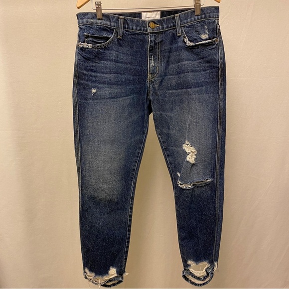 Current/Elliott 8 (30) Cropped Straight Further Destroy W/ Hacked Hem Jeans - Picture 12 of 13